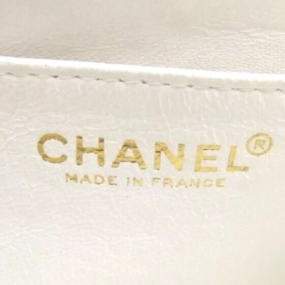 Women Designer Chanel Vintage Flap White Leather &Tweed Shoulder Bag